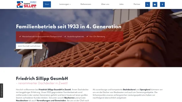 Website Screenshot: Friedrich Sillipp Ges.m.b.H. Dachdeckerei Spenglerei - Dachdecker in Zwettl | Spenglerarbeiten und Dachflächenfenster - Date: 2023-06-26 10:21:34