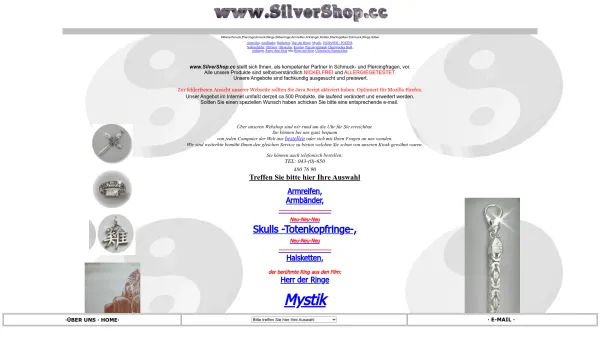 Website Screenshot: Silvex Der Kiosk f Silber u Silberschmuck Piercingschmuck Silberschmuck von www.Silvershop.cc - Silberschmuck,Piercingschmuck,Silberschmuck von www.Silvershop.cc - Date: 2023-06-26 10:21:34