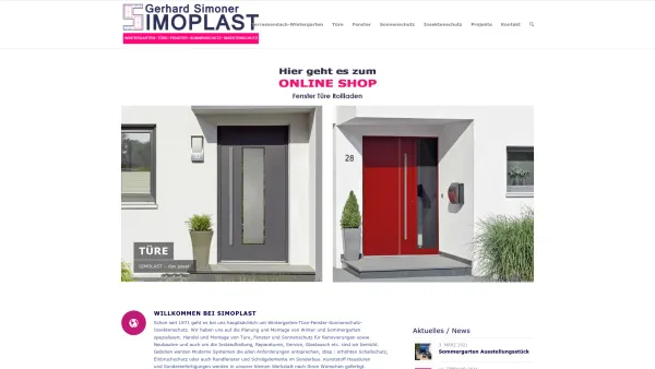 Website Screenshot: SIMOPLAST Gerhard Simoner - Simoplast | Terrassendach, Wintergarten, Türe, Fenster, Sonnenschutz, Insektenschutz - Date: 2023-06-26 10:21:34