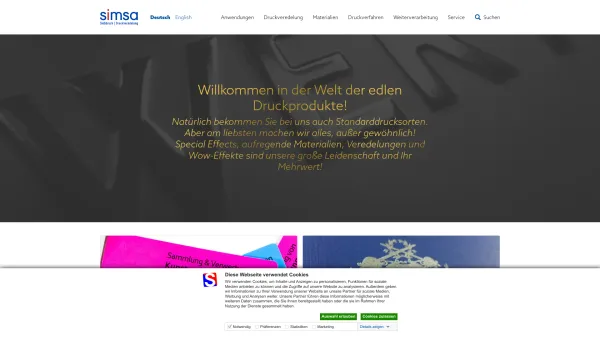 Website Screenshot: Simsa Siebdruck & Druckveredelung - Home - Date: 2023-06-26 10:21:34