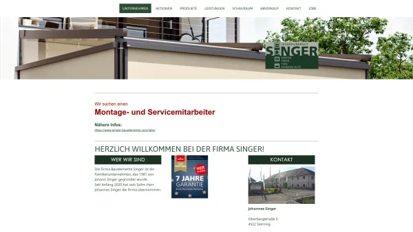 Website Screenshot: Singer Bauelemente - HERZLICH WILLKOMMEN BEI DER FIRMA SINGER! - singer-bauelementes Webseite! - Date: 2023-06-26 10:21:34
