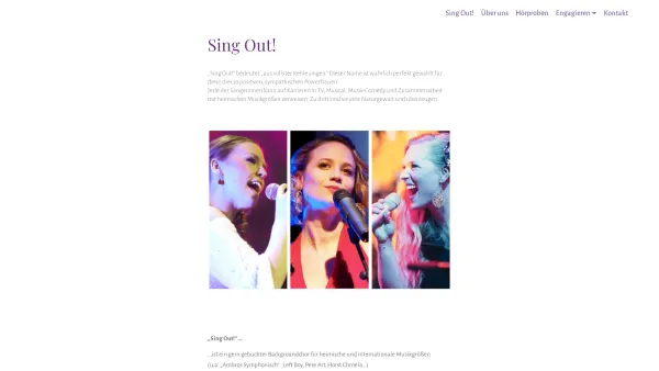 Website Screenshot: Sing Out! - Sing Out, Gospelchor und Hochzeitschor aus Wien - Date: 2023-06-14 10:45:14