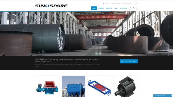 Website Screenshot: Sino Cement Spare Parts Supplier Co., Ltd - Cement Plant Spare Parts Manufacturer Supplier in China - SINOSPARE - Date: 2023-06-26 10:21:37
