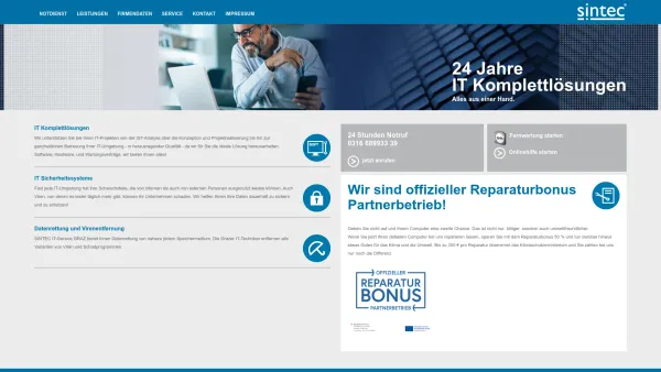 Website Screenshot: Sintec® IT-Sevice - IT-Service Netzwerke EDV-Notdienst Graz - Sintec - Date: 2023-06-26 10:21:37