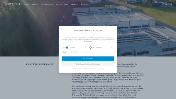 Website Screenshot: Sistro Präzisionsmechanik GesmbH - SWACRIT systems – Hightech system supplier - Date: 2023-06-15 16:02:34