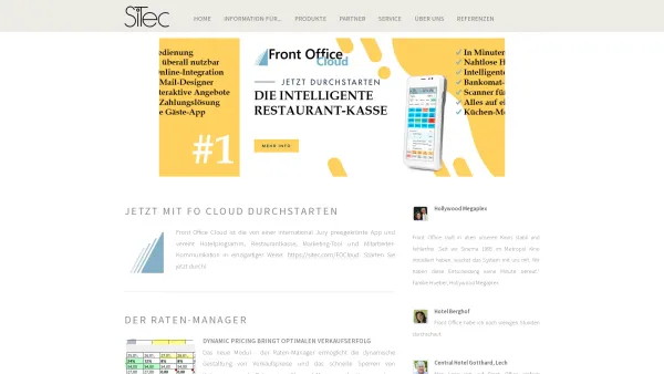 Website Screenshot: SiTec Hotelsoftware Restaurantkasse Kinosoftware - SiTec - Hotelsoftware, Restaurantkassen und Kinosoftware - Date: 2023-06-26 10:21:37