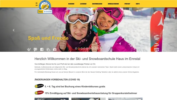 Website Screenshot: Skischule Snowboardschule Haus Ennstal Hauser Kaibling Steiermark Austria - Ski- und Snowboardkurse | Skischule Haus im Ennstal - Date: 2023-06-26 10:21:40