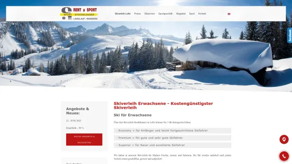 Website Screenshot: Skiverleih Stockklauser in Lofer - Skiverleih Erwachsene - Kostengünstigster Skiverleih - Date: 2023-06-26 10:21:40