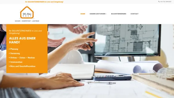 Website Screenshot: SKL-Bau GmbH - Home - Bauunternehmen Linz SKL Bau GmbH - Ihr Bauunternehmen in Linz und Linz Land! - Date: 2023-06-26 10:21:40