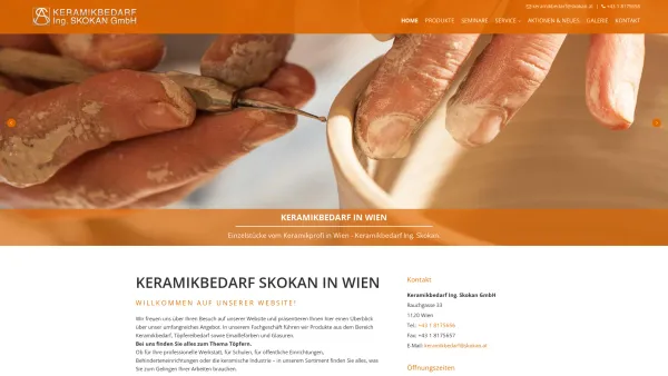 Website Screenshot: KERAMIKBEDARF Ing. SKOKAN GmbH - Keramikbedarf und Töpfereibedarf in Wien - Keramikbedarf Ing. Skokan GmbH - Date: 2023-06-26 10:21:40