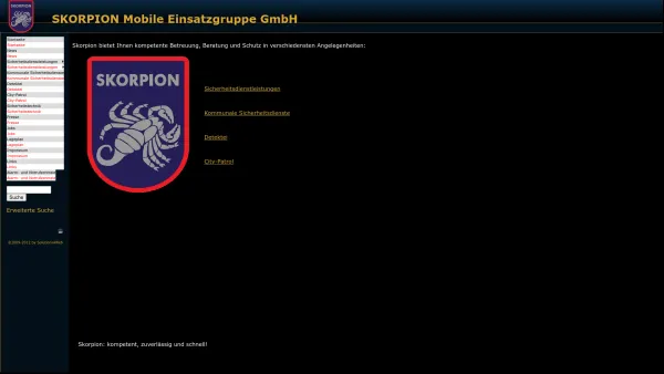 Website Screenshot: Skorpion Bewachungsgesellschaft mbH - Skorpion - Date: 2023-06-14 10:45:14
