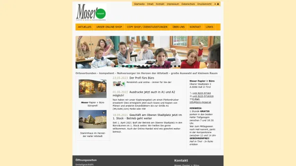 Website Screenshot: Moser G. & Söhne - Büroartikel - Startseite - Schreibwaren und Papier - Date: 2023-06-26 10:21:40