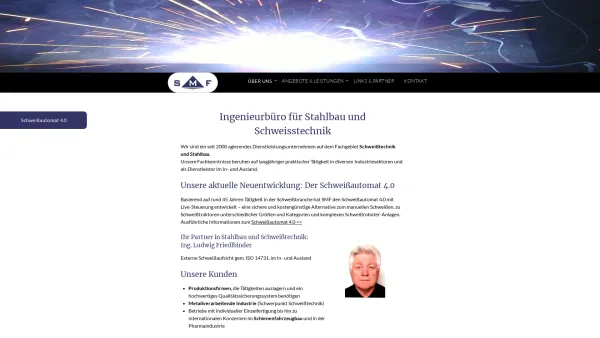 Website Screenshot: SMF Ingenieurbüro Ludwig Friedlbinder - SMF-Engineering – Welding our Speciality - Date: 2023-06-26 10:21:43