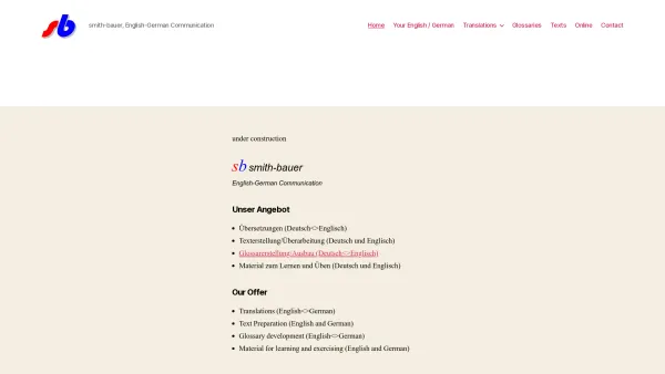 Website Screenshot: smith-bauer - smith-bauer – smith-bauer, English-German Communication - Date: 2023-06-26 10:21:43