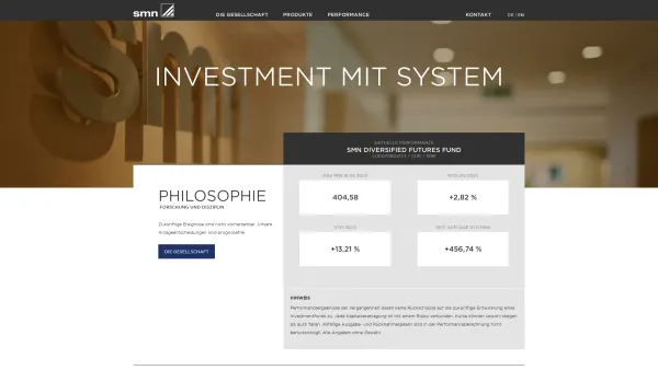 Website Screenshot: smn Investment Services GmbH - Investment mit System - SMN - Date: 2023-06-26 10:21:43