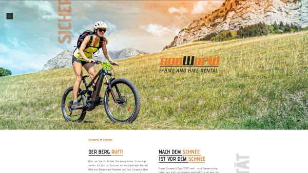 Website Screenshot: Skiverleih Snoworld Alpendorf best Skiservice Verleih - Snoworld. Wandershop, Fahrradverleih und Sportshop in St. Johann im Pongau / Alpendorf. - Date: 2023-06-26 10:21:45