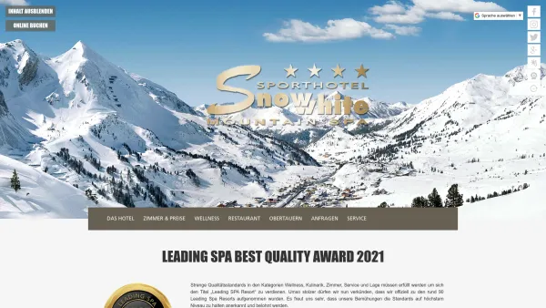 Website Screenshot: Hotel Snowwhite Obertauern - Obertauern Sporthotel 4*S Snowwhite Salzburg Österreich - Das Sporthotel Snowwhite Mountain Spa - das Top Skihotel am Obertauern - Date: 2023-06-15 16:02:34