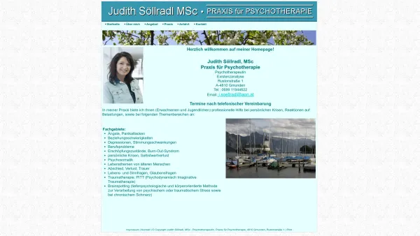 Website Screenshot: Judith Söllradl, MSc Psychotherapeutin - Judith Söllradl, Psychotherapeutin, Psychotherapie, Gmunden, - Startseite - Date: 2023-06-26 10:21:45