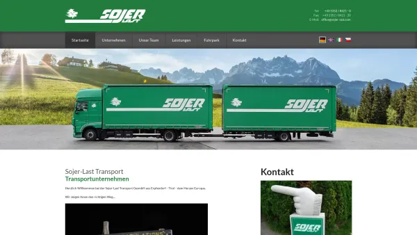 Website Screenshot: Sojer-Last Transport Gesellschaft Kontaktdaten - Startseite - Sojer-Last Transport GesmbH - Erpfendorf - Date: 2023-06-26 10:21:45