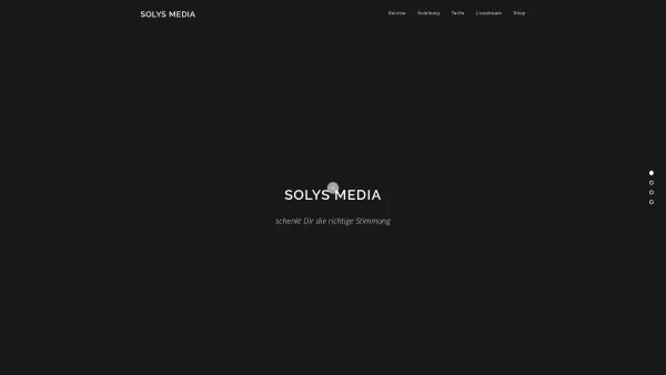 Website Screenshot: SOLIS MUSIC Productions and Entertainment - Solys Media – Entdecke die Kraft heilsamer Klänge und Bilder - Date: 2023-06-15 16:02:34