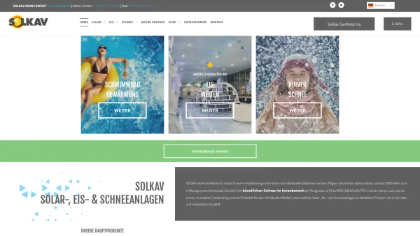 Website Screenshot: SOLKAV Alternative Energie Systeme - SOLKAV | Solar-, Schnee- und Eisanlagen aus Österreich - Date: 2023-06-26 10:21:48