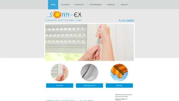 Website Screenshot: Sonn-Ex Sonnenschutz und Fenstertechnik GmbH. - SONN-EX 1220 Wien | Sonnenschutz - Date: 2023-06-14 10:45:17