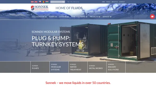 Website Screenshot: SONNEK Engineering Flüssigkeitstechnik - Home - Date: 2023-06-26 10:21:48