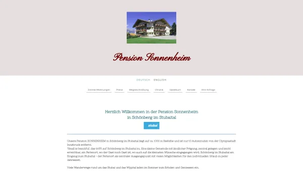 Website Screenshot: Pension SonnenheSchönberg Stubaital Tirol - Pension Sonnenheim:Übernachtung für Durchreisende - Pension Sonnenheim - Date: 2023-06-26 10:21:48