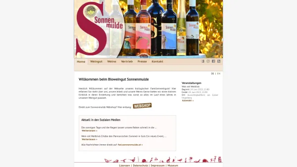 Website Screenshot: bei Weingut Sonnenmulde - Weingut Sonnenmulde :: Willkommen beim Bioweingut Sonnenmulde - Date: 2023-06-26 10:21:51