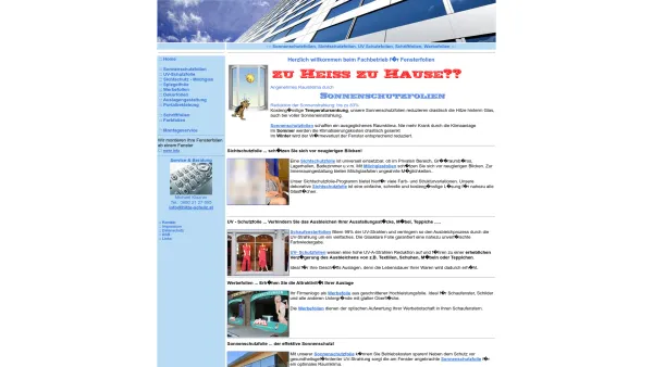 Website Screenshot: sonnenschutz - Sonnenschutz, Hitzeschutz, Sichtschutzfolien, Werbefolien - Fachgerechte Montage - Date: 2023-06-14 10:45:17