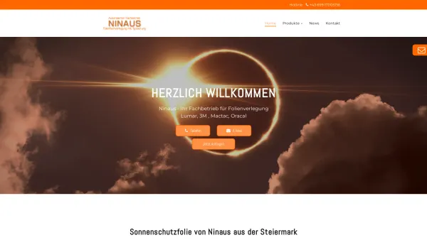 Website Screenshot: bei Ninaus Sonnenschutz - Ihr Profi für die Sonnenschutzfolie | Ninaus - Date: 2023-06-26 10:21:51
