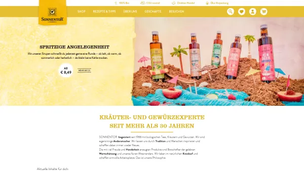 Website Screenshot: SONNENTOR Kräuterhandelsgesellschaft m. b. H. - SONNENTOR Bio-Tees & Bio-Gewürze - SONNENTOR.com - Date: 2023-06-26 10:21:51