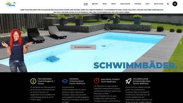 Website Screenshot: bei Sonne Wasser - Poolbauer-Schwimmbadtechnik-Poolfirma für Oberösterreich - Date: 2023-06-15 16:02:34
