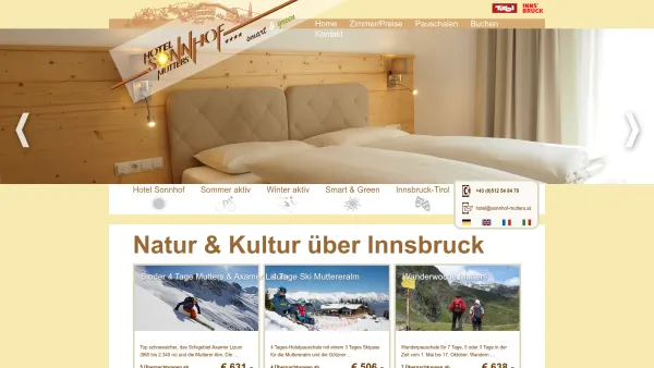 Website Screenshot: Hotel Sonnhof Schi und Wanderhotel bei Innsbruck - Hotel Sonnhof in Mutters - 6 km südlich von Innsbruck, Tirol, Österreich, Austria - Date: 2023-06-26 10:21:51