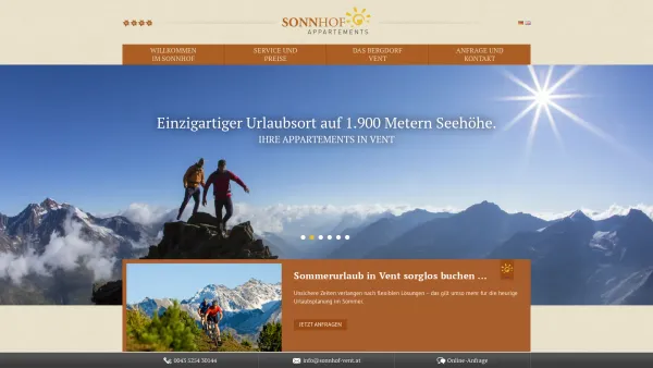 Website Screenshot: Appartements Sonnhof Vent - Appartement in Vent im Ötztal :: Sonnhof-Appartements - Date: 2023-06-26 10:21:51