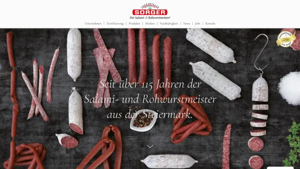 Website Screenshot: SORGER Wurst- und Schinkenspezialitäten GmbH - Sorger - Date: 2023-06-14 10:45:17