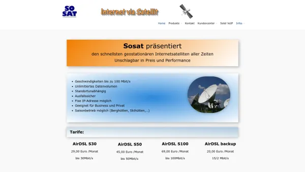 Website Screenshot: Solutions EDV GmbH - SOSAT - Internet via Satellit - Date: 2023-06-26 10:21:51
