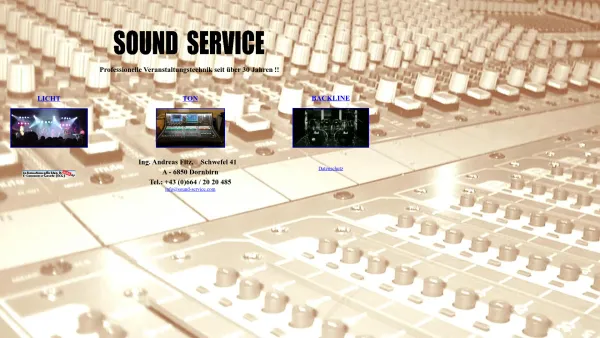 Website Screenshot: Sound Service - Ing. Andreas Fitz - Licht- und Tontechnik - Sound Service - Date: 2023-06-26 10:21:51