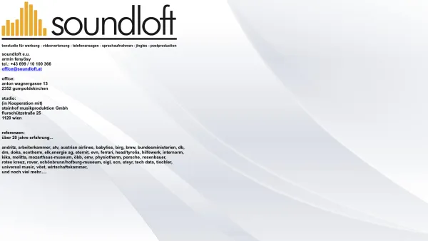 Website Screenshot: soundloft ecker & fenyösy og - soundloft - Date: 2023-06-26 10:21:54