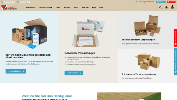 Website Screenshot: SP-Verpackungen - Verpackungen | Kartons nach Maß | Schachteln | Kartonagen - Date: 2023-06-15 16:02:34