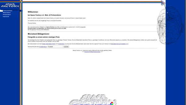 Website Screenshot: Space-Factory Websolutions - Space-Factory Web- & Printsolutions / Webdesign, Hosting, Erstellung und Gestaltung von Printmedien | Startseite/Home - Date: 2023-06-26 10:21:54
