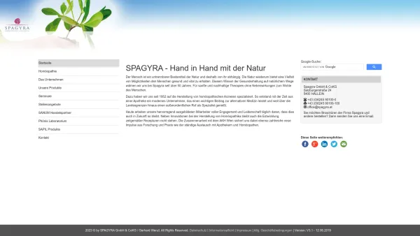 Website Screenshot: Spagyra Homöopathische Arzneimittel - SPAGYRA - Hand in Hand mit der Natur - Date: 2023-06-26 10:21:54
