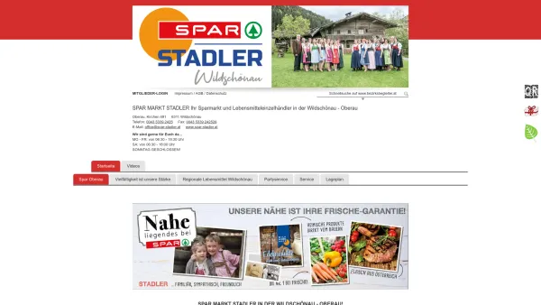 Website Screenshot: Spar Markt Contenido - Spar Oberau | SPAR MARKT STADLER Ihr Sparmarkt und Lebensmitteleinzelhändler in der Wildschönau - Oberau | bezirksbegleiter.at - Date: 2023-06-15 16:02:34