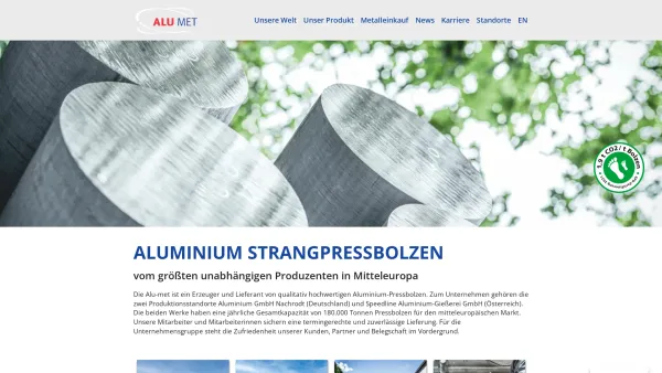 Website Screenshot: Speedline Aluminium Gießerei GmbH - Alu-met GmbH - Aluminium Pressbolzen - Date: 2023-06-26 10:21:57