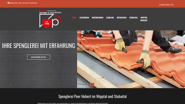 Website Screenshot: Spenglerei Hubert Peer - Spenglerei Hubert Peer e.U. im Wipptal/Stubaital - Date: 2023-06-26 10:21:57