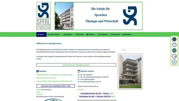 Website Screenshot: Sperl Gymnasium und Wirtschaftskundliches Realgymnasium - Home - Sperlgymnasium - Date: 2023-06-26 10:21:57