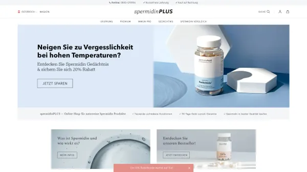 Website Screenshot: wellbeing products GmbH - spermidinPLUS Online Shop | Premium Spermidin Kapseln - Date: 2023-06-26 10:26:46