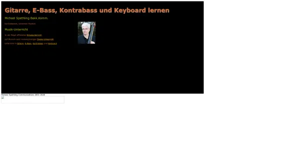 Website Screenshot: Michael Spethling Communications - Gitarre E-Bass Kontrabass und Keyboard lernen Michael Spethling Musik-Unterricht - Date: 2023-06-26 10:21:57