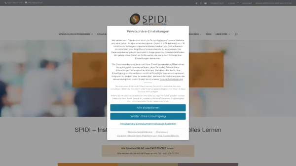 Website Screenshot: SPIDI Friedl & Partner Unternehmensberatungs GmbH - Institut für Sprachen und interkulturelles Lernen in Wien | SPIDI - Date: 2023-06-26 10:21:57