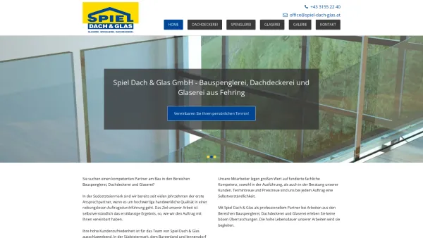 Website Screenshot: Spiel Dach Glas GesmbH Co eTel Austria AG REDIRECT - Bauspenglerei von Spiel Dach & Glas GmbH aus Fehring - Date: 2023-06-14 10:45:20